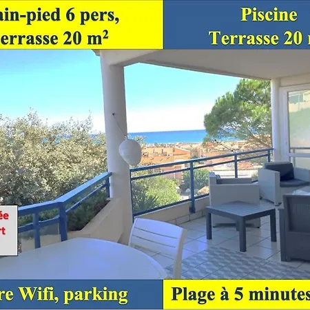 Plain-pied, Terrasse, Piscine, Pleine Vue Mer, A 6' A Pied, Parking, Wifi Apartment