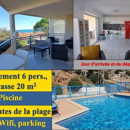 Plain-pied, Terrasse, Piscine, Pleine Vue Mer, A 6' A Pied, Parking, Wifi Apartment Fleury (Aude)
