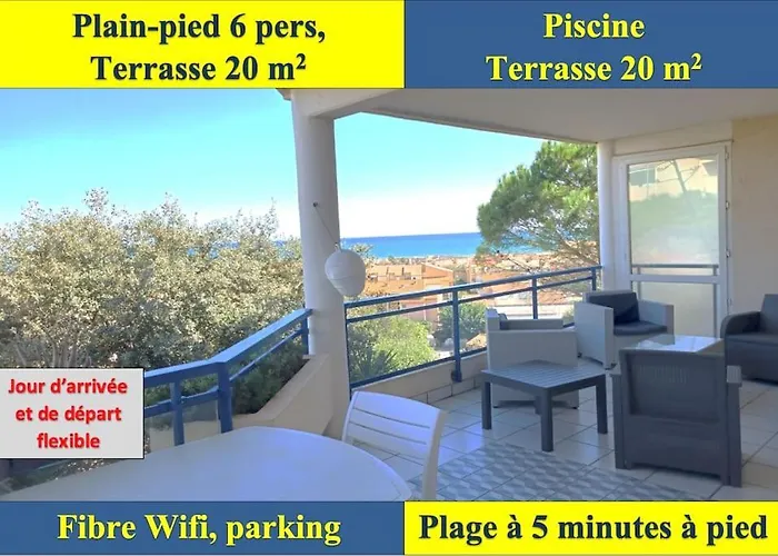 Plain-pied, Terrasse, Piscine, Pleine Vue Mer, A 6' A Pied, Parking, Wifi Apartment