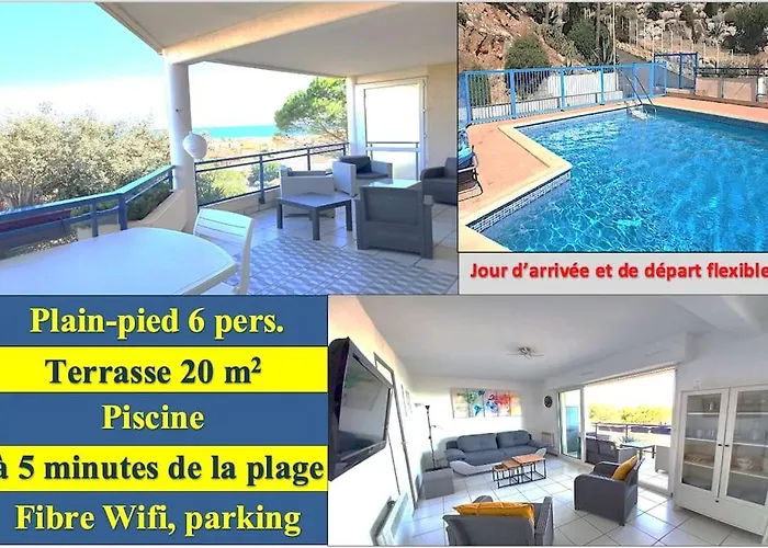 Plain-pied, Terrasse, Piscine, Pleine Vue Mer, A 6' A Pied, Parking, Wifi *